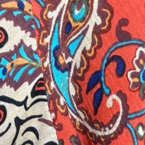 NWT Free People Rosalie Boho Bell Sleeve Surplice Paisley Red Top Blouse Sz XS - Picture 16 of 16